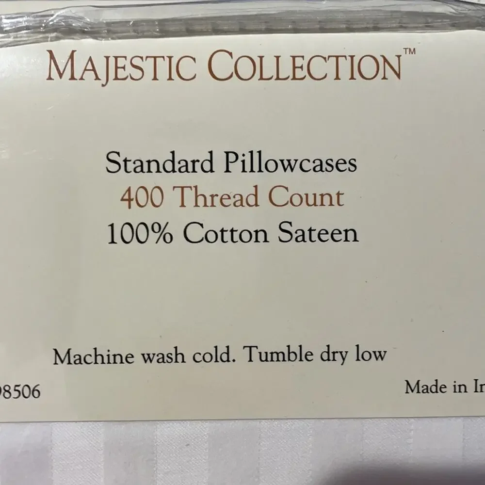 Majestic collection ivory sateen cotton stripe on stripe nwt standard size